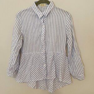 Love Notes Blue & White Striped Button Down Top